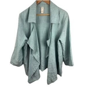 Chalet Vintage Linen Draped Waterfall Open Blazer Jacket Women 1X Art To Wear